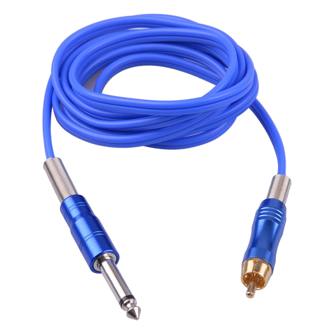 (Blue) Silicone Gel 7.2 'ft Tattoo RCA Cord with 1/4'' phono plug