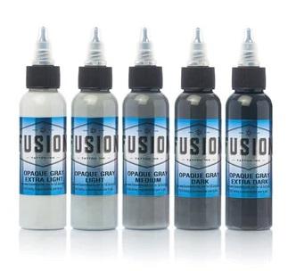 Bolo Smooth Gray 5-Color Palette Signature Set — Fusion Tattoo Ink — 1oz