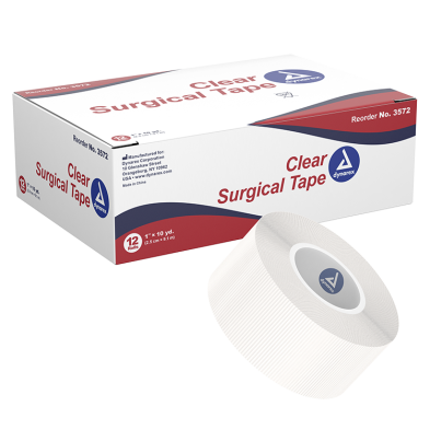 Dynarex Clear Surgical Tape 1"X 10 Yards 12Rolls/Box