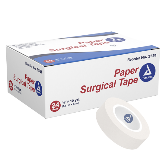 Dynarex Paper Surgical Tape 1/2" X 10 Yards  24Rolls/Box