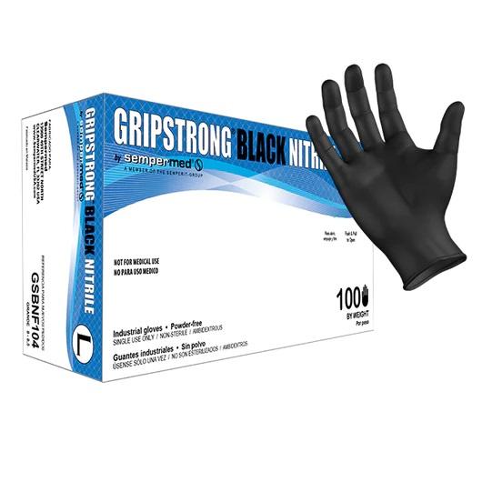 GripStrong Black Nitrile Gloves -  1 Box